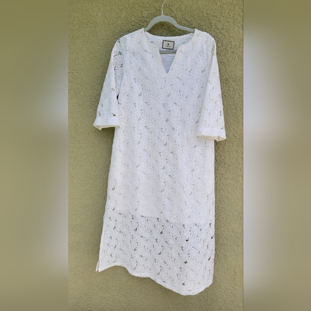 Tuckernuck White V-neck Eyelet Lace Jamie Dress - Picture 4 of 8